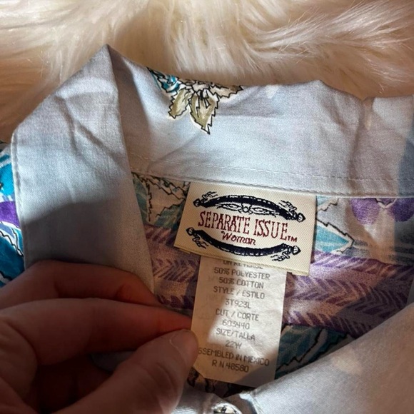 ✨20% Off Sale✨Separate Issue Blue/Purple Funky Tiger W22 Button Down Shirt - Picture 4 of 7